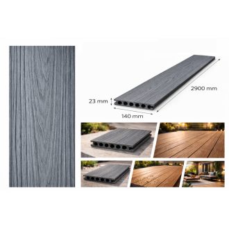 ezüstszürke erezet mintás WPC kültéri padlópanel