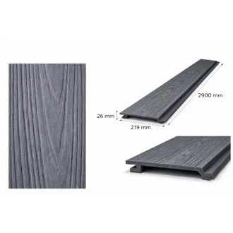 ezüstszürke erezet mintás WPC fal- és kerítéspanel