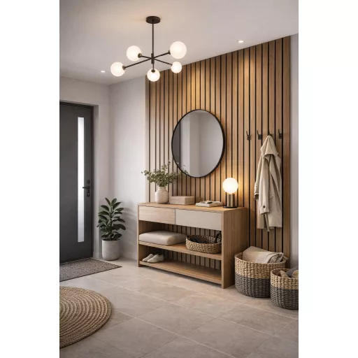 natúr tölgy WPC beltéri rácsos falpanel