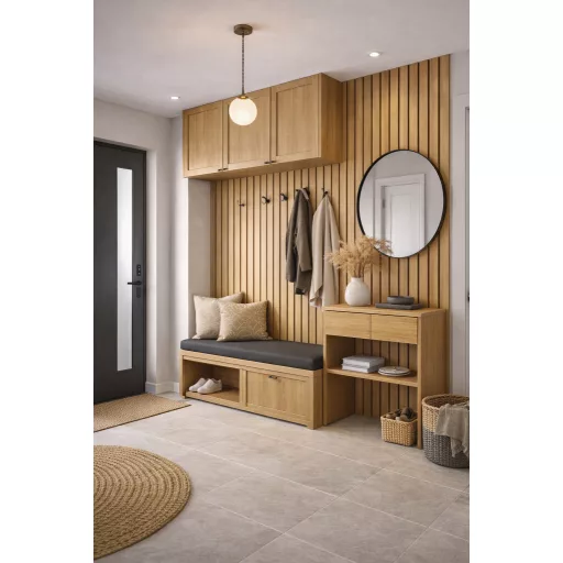 natúr tölgy erezet mintás WPC beltéri rácsos falpanel